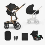 Kikka Boo Irene premium set 3u1 sa I-SIZE autosedištem i tvrdom korpom - Black