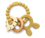 LORELLI SILIKONSKO DRVENA GLODALICA ZA BEBE RABBIT NATURAL - YELLOW - Slika 4