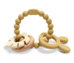 LORELLI SILIKONSKO DRVENA GLODALICA ZA BEBE RABBIT NATURAL - YELLOW - Slika 2