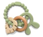 LORELLI SILIKONSKO DRVENA GLODALICA ZA BEBE RABBIT - FRESH GREEN - Slika 4