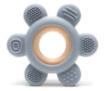 LORELLI SILIKONSKO DRVENA GLODALICA ZA BEBE FLOWER - NATURAL GREY - Slika 3