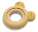 LORELLI SILIKONSKO DRVENA GLODALICA ZA BEBE BEAR  - NATURAL YELLOW
