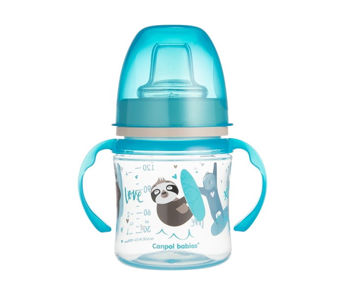 CANPOL BABIES SOLJA SA DRSKAMA KOJE SVETLE U MRAKU 6M+ "EXOTIC ANIMALS" - 120ml - BLUE