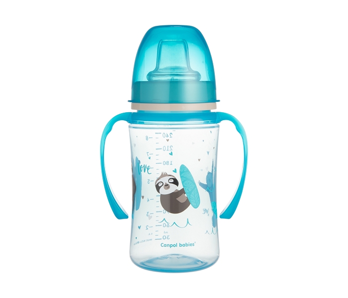 CANPOL BABIES SOLJA SA DRSKAMA KOJE SVETLE U MRAKU 6M+ "EXOTIC ANIMALS" - 240ml - BLUE