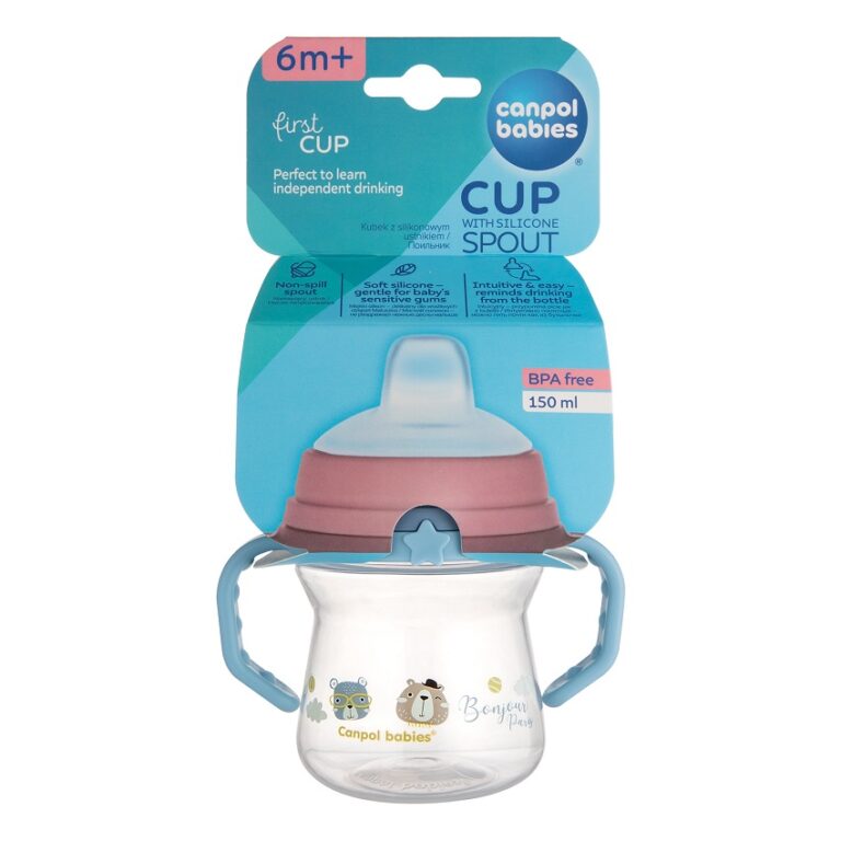 CANPOL BABIES SOLJA BONJOUR PARIS 150ml SA SILIKONSKIM KLJUNOM (56/612) - BLUE