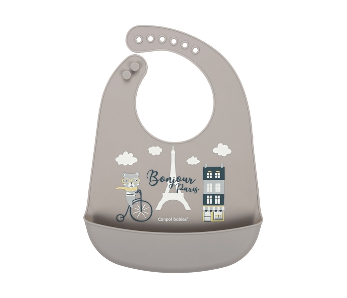 CANPOL BABIES SILIKONSKA PORTIKLA SA DZEPOM BONJOUR PARIS navy beige 74/027