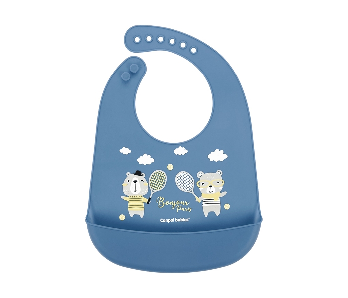 CANPOL BABIES SILIKONSKA PORTIKLA SA DZEPOM BONJOUR PARIS navy blue 74/027